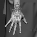 3D Character Pierced lady hand